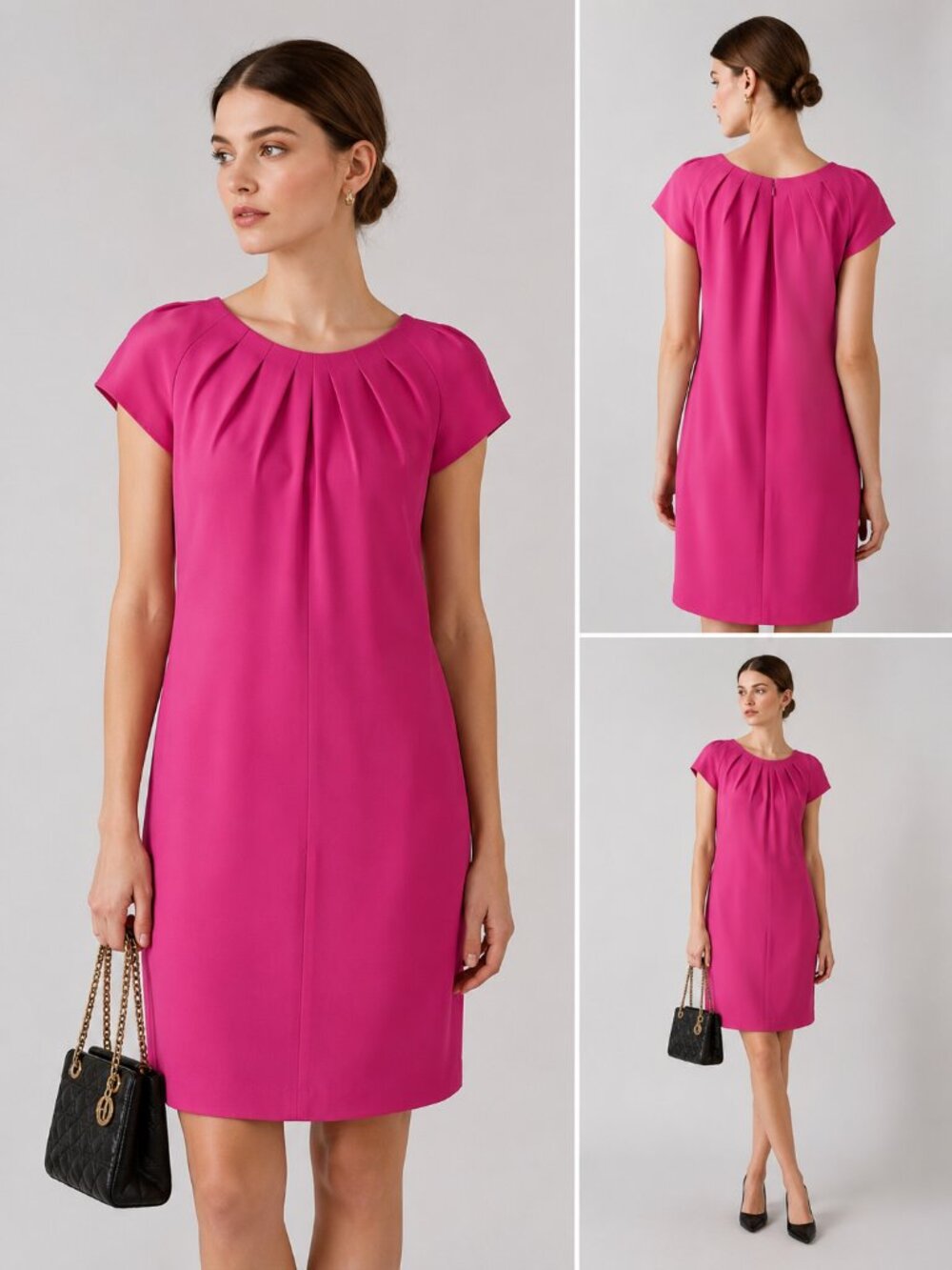 Vintage Christian Dior Paris Pink Silk Wool Shift Dress IT 40 US 4 Made in Italy